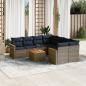 Preview: ARDEBO.de - 9-teiliges Gartensofa-Set mit Kissen, grau, Polyrattan