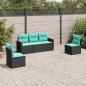 Preview: ARDEBO.de - 5-teiliges Gartensofa-Set mit Kissen, schwarzes Polyrattan