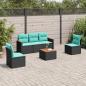 Preview: ARDEBO.de - 6-teiliges Gartensofa-Set mit Kissen, schwarzes Polyrattan