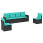 Preview: 6-teiliges Gartensofa-Set mit Kissen, schwarzes Polyrattan