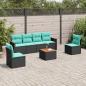 Preview: ARDEBO.de - 7-teiliges Gartensofa-Set mit Kissen, schwarzes Polyrattan