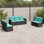 Preview: ARDEBO.de - 7-teiliges Gartensofa-Set mit Kissen, schwarzes Polyrattan