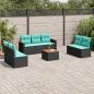 Preview: ARDEBO.de - 8-teiliges Gartensofa-Set mit Kissen, schwarzes Polyrattan