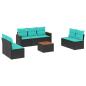 Preview: 8-teiliges Gartensofa-Set mit Kissen, schwarzes Polyrattan