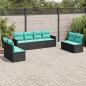 Preview: ARDEBO.de - 8-teiliges Gartensofa-Set mit Kissen, schwarzes Polyrattan