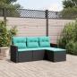 Preview: ARDEBO.de - 4-teiliges Gartensofa-Set mit Kissen, schwarzes Polyrattan