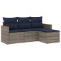 Preview: 4-teiliges Gartensofa-Set mit Kissen, grau, Polyrattan