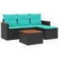 Preview: 5-teiliges Gartensofa-Set mit Kissen, schwarzes Polyrattan