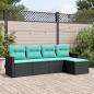 Preview: ARDEBO.de - 5-teiliges Gartensofa-Set mit Kissen, schwarzes Polyrattan