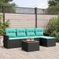 Preview: ARDEBO.de - 6-teiliges Gartensofa-Set mit Kissen, schwarzes Polyrattan