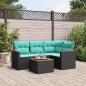 Preview: ARDEBO.de - 5-teiliges Gartensofa-Set mit Kissen, schwarzes Polyrattan