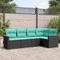 Preview: ARDEBO.de - 5-teiliges Gartensofa-Set mit Kissen, schwarzes Polyrattan