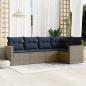 Preview: ARDEBO.de - 5-teiliges Gartensofa-Set mit Kissen, grau, Polyrattan