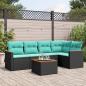 Preview: ARDEBO.de - 6-teiliges Gartensofa-Set mit Kissen, schwarzes Polyrattan