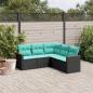 Preview: ARDEBO.de - 5-teiliges Gartensofa-Set mit Kissen, schwarzes Polyrattan
