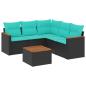 Preview: 6-teiliges Gartensofa-Set mit Kissen, schwarzes Polyrattan