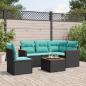 Preview: ARDEBO.de - 6-teiliges Gartensofa-Set mit Kissen, schwarzes Polyrattan