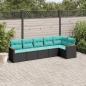 Preview: ARDEBO.de - 6-teiliges Gartensofa-Set mit Kissen, schwarzes Polyrattan