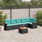 Preview: ARDEBO.de - 7-teiliges Gartensofa-Set mit Kissen, schwarzes Polyrattan