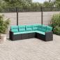 Preview: ARDEBO.de - 6-teiliges Gartensofa-Set mit Kissen, schwarzes Polyrattan