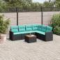 Preview: ARDEBO.de - 7-teiliges Gartensofa-Set mit Kissen, schwarzes Polyrattan