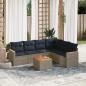 Preview: ARDEBO.de - 7-teiliges Gartensofa-Set mit Kissen, grau, Polyrattan