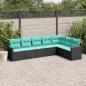 Preview: ARDEBO.de - 7-teiliges Gartensofa-Set mit Kissen, schwarzes Polyrattan