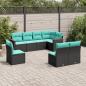 Preview: ARDEBO.de - 8-teiliges Gartensofa-Set mit Kissen, schwarzes Polyrattan