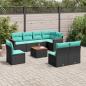 Preview: ARDEBO.de - 9-teiliges Gartensofa-Set mit Kissen, schwarzes Polyrattan
