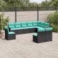 Preview: ARDEBO.de - 10-teiliges Gartensofa-Set mit Kissen, schwarzes Polyrattan