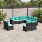 Preview: ARDEBO.de - 11-teiliges Gartensofa-Set mit Kissen, schwarzes Polyrattan