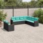 Preview: ARDEBO.de - 9-teiliges Gartensofa-Set mit Kissen, schwarzes Polyrattan