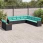 Preview: ARDEBO.de - 11-teiliges Gartensofa-Set mit Kissen, schwarzes Polyrattan