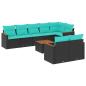 Preview: 9-teiliges Gartensofa-Set mit Kissen, schwarzes Polyrattan
