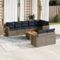 Preview: ARDEBO.de - 9-teiliges Gartensofa-Set mit Kissen, grau, Polyrattan