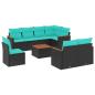 Preview: 9-teiliges Gartensofa-Set mit Kissen, schwarzes Polyrattan