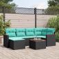 Preview: ARDEBO.de - 7-teiliges Gartensofa-Set mit Kissen, schwarzes Polyrattan