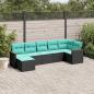Preview: ARDEBO.de - 7-teiliges Gartensofa-Set mit Kissen, schwarzes Polyrattan