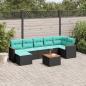 Preview: ARDEBO.de - 8-teiliges Gartensofa-Set mit Kissen, schwarzes Polyrattan