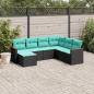 Preview: ARDEBO.de - 7-teiliges Gartensofa-Set mit Kissen, schwarzes Polyrattan