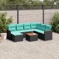 Preview: ARDEBO.de - 8-teiliges Gartensofa-Set mit Kissen, schwarzes Polyrattan