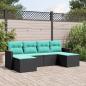 Preview: ARDEBO.de - 6-teiliges Gartensofa-Set mit Kissen, schwarzes Polyrattan