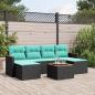 Preview: ARDEBO.de - 7-teiliges Gartensofa-Set mit Kissen, schwarzes Polyrattan