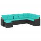 Preview: 8-teiliges Gartensofa-Set mit Kissen, schwarzes Polyrattan