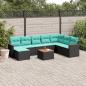 Preview: ARDEBO.de - 9-teiliges Gartensofa-Set mit Kissen, schwarzes Polyrattan