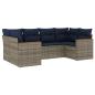 Preview: 6-teiliges Gartensofa-Set mit Kissen, grau, Polyrattan