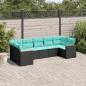 Preview: ARDEBO.de - 7-teiliges Gartensofa-Set mit Kissen, schwarzes Polyrattan