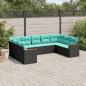 Preview: ARDEBO.de - 9-teiliges Gartensofa-Set mit Kissen, schwarzes Polyrattan