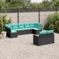 Preview: ARDEBO.de - 9-teiliges Gartensofa-Set mit Kissen, schwarzes Polyrattan