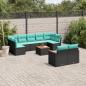 Preview: ARDEBO.de - 10-teiliges Gartensofa-Set mit Kissen, schwarzes Polyrattan